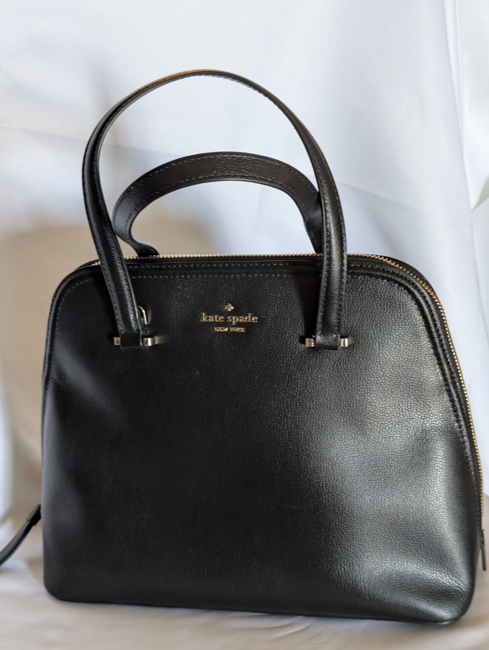 1002 Kate Spade Black Leather Handbag Structured Design - Used